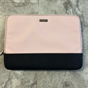 Kate Spade Black & Pink Zip Laptop Computer Case / Sleeve 14” x 10”